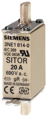 Вставка плавкая SITOR GR DIN 43620 630А AC 690В SIZE 000 Siemens 3NE18180