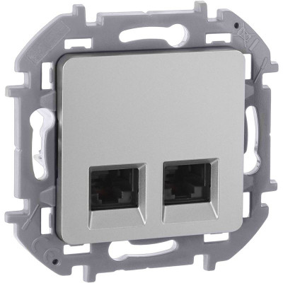 Розетка компьютерная 2-м Inspiria RJ45 кат.6 UTP механизм алюм. IEK 673842