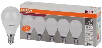 Лампа светодиодная LED Value LVCLP60 7SW/840 7Вт шар матовая E14 230В 2х5 RU (уп.5шт) OSRAM 4058075578135