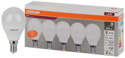 Лампа светодиодная LED Value LVCLP60 7SW/865 7Вт шар матовая E14 230В 2х5 RU (уп.5шт) OSRAM 4058075578166