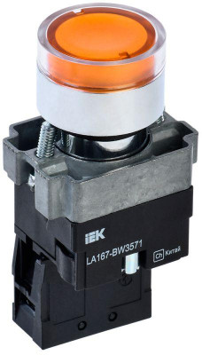 Кнопка LA167-BW3571 d22мм RC 1з с подсветкой желт. IEK BBT20-BW3571-1-12-67-K05