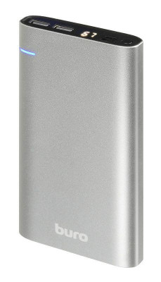 Аккумулятор мобильный RCL-21000 Li-Pol 21000мА.ч 2.1А серебр. 2А алюм. BURO 1068033
