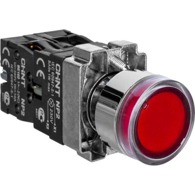Кнопка управления NP2-BW3462 плоская 1НЗ AC/DC230В (LED) IP40 (R) красн. CHINT 575421