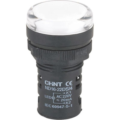 Индикатор ND16-22DS/2C компактный встроен. резистор IP65 AC/DC 24В (R) бел. CHINT 828112