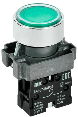 Кнопка LA167-BAF31 d22мм 1НО зел. KARAT IEK BBT20-BAF31-1-22-67-K06