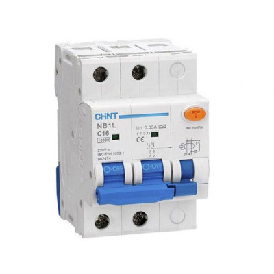 Выключатель автоматический дифференциального тока 2п C 40А 100мА тип A 10кА NB1L (54мм) (R) CHINT 205031