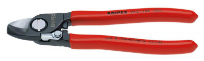 Кабелерез с пружиной рез: кабель d 15мм (50кв.мм AWG 1/0) L-165мм обливные рукоятки черн. Knipex KN-9521165