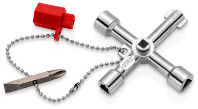 Ключ крестовой 4-лучевой для стандартных шкафов и систем запирания L-76мм Knipex KN-001103