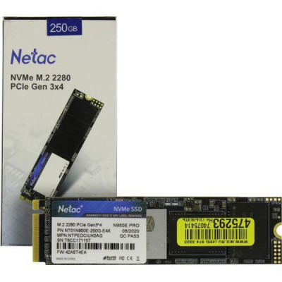 Накопитель твердотельный SSD N950E Pro M.2 2280 NVMe 250 Gb Netac NT01N950E-250G-E4X