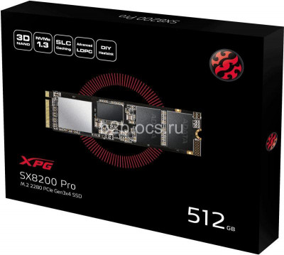 Накопитель твердотельный ASX8200PNP-512GT-C 512GB SSD SX8200 M.2 PCIe ADATA 1000496389