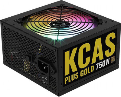 Блок питания ATX 750W KCAS PLUS GOLD 750W RГбайт 80+ gold 24+2x(4+4) pin APFC 120мм fan color LED 8xSATA RTL AEROCOOL 1440795