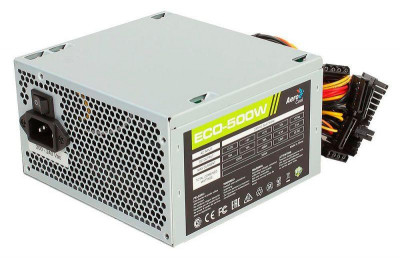 Блок питания ATX 500W ECO-500 (24+4pin) 120мм fan 3xSATA RTL AEROCOOL 1170085