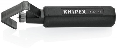 Стриппер для круглого кабеля (ПВХ резина силикон ПТФЭ) режимы реза: по окружности и продольный L-150мм Knipex KN-1630145SB