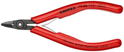 Бокорезы для электроники узкая головка режущая кромка с фаской L-125мм Knipex KN-7552125