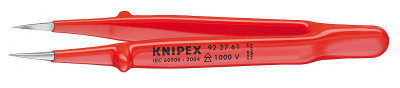 Пинцет VDE 1000В захватный прецизионный зазубренные губки с особо тонкими кончиками пружинная сталь хром. L-130мм Knipex KN-922761