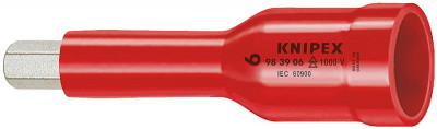 Головка торцевая VDE 1000В DR 1/2дюйм с насадкой для винтов с внутр. шестигранником 11мм диэлектрическая L-75мм Knipex KN-984908