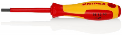 Отвертка VDE для винтов с профилем внутр. шестигранник HEX 4мм длина стержня 75мм L-182мм 2-компонентная рукоятка Knipex KN-981340