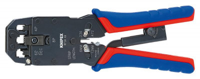 Пресс-клещи для штекеров RJ (Western) для реза и зачистки плоских неэкранированных телефонных кабелей Knipex KN-975112SB