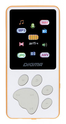 Плеер Hi-Fi Flash S4 8Гбайт бел./оранж./1.8дюйм/FM/microSDHC S4WO Digma 1132620