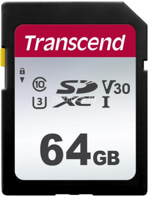 Карта памяти TS64GSDC300S 64GB SDXC Class 10 UHS-I U3 R95 W45MB/s Transcend 1000501799