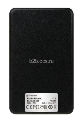 Диск жесткий внешний TS1TSJ25A3K USB3.0 1TB StoreJet 2.5дюйм A Series Black (With one touch backup) Transcend 1000349214