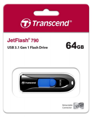 Флеш-накопитель TS64GJF790K 64GB JetFlash 790 (Black/blue) Transcend 1000501820