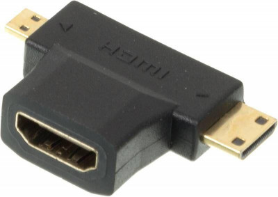 Переходник аудио-видео HDMI (f)/Micro HDMI (m)/Mini HDMI (m) черн. (+ Mini HDMI (Male)) 909949
