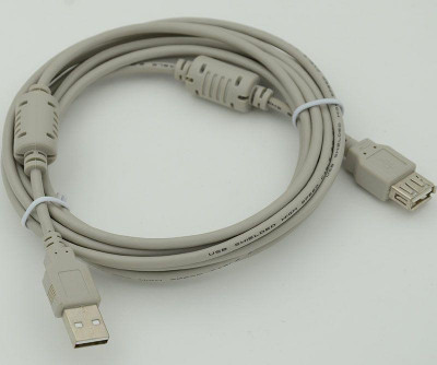 Кабель-удлинитель USB A(m) USB A(f) 3м феррит. кольца сер. 744792