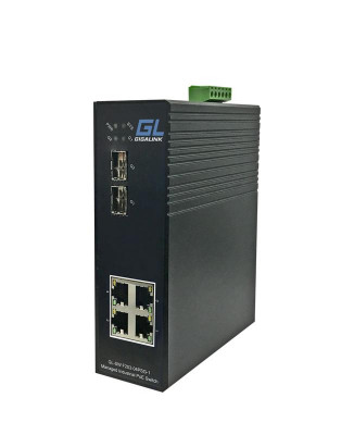 Коммутатор управляемый L2 индустриальный на DIN рейку 4 PoE 802.3af/at портов 100Мбит/с 2 SFP/1000BaseX 48В питание поставляется отдельно 120Вт GIGALINK GL-SW-F203-04PSG-I