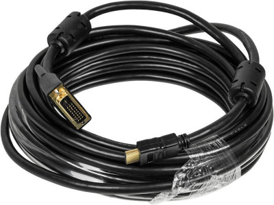 Кабель HDMI-19M-DVI-D-10M HDMI (m) DVI-D (m) 10м феррит.кольца черн. BURO 817224