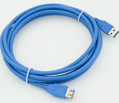 Кабель USB A(m) USB A(f) 3м син. 576403