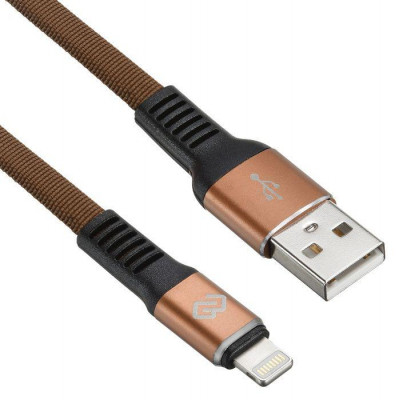 Кабель USB A(m) Lightning (m) 1.2м корич. плоский Digma 1080341