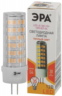 Лампа светодиодная STD LED JC-5W-12V-CER-827-G4 G4 5Вт керамика капсула тепл. бел. Эра Б0056749