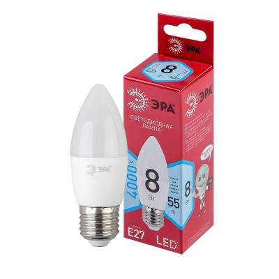Лампа светодиодная RED LINE LED B35-8W-840-E27 R 8Вт B35 свеча 4000К нейтр. бел. E27 Эра Б0050695
