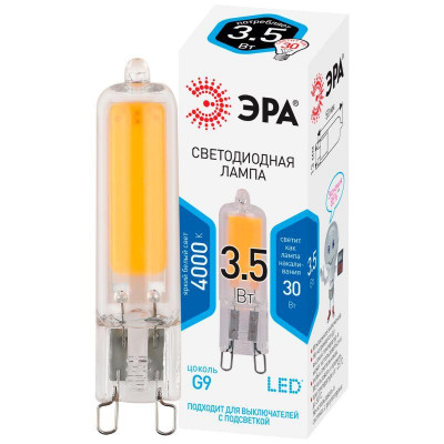 Лампа светодиодная STD LED JCD-3.5W-GL-840-G9 JCD 3.5Вт капсульная 4000К нейтр. бел. G9 Эра Б0049084