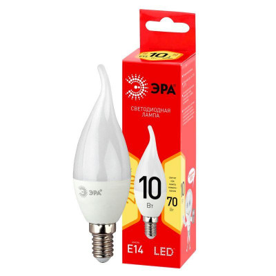 Лампа светодиодная LED BXS-10W-827-E14 R BXS 10Вт свеча на ветру E14 тепл. бел. ЭРА Б0051854