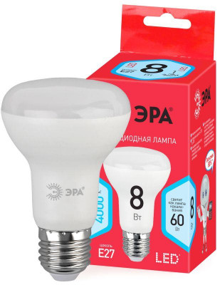Лампа светодиодная LED R63-8W-840-E27 R R63 8Вт рефлектор 4000К нейтр. бел. E27 Эра Б0051855