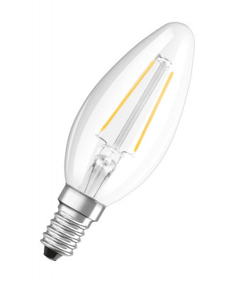 Лампа светодиодная филаментная Retrofit 2.5Вт B прозрачная 4000К нейтр. бел. E14 250лм 220-240В угол пучка 300град. (замена 25Вт) OSRAM 4058075434141