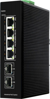 Коммутатор промышленный L2 уровня на 4 порта 10/100/1000M PoE с поддержкой IEEE802.3 af/at/BT 90Вт 2-гигабитных порта SFP GIGALINK GL-SW-G205-4PSGBT