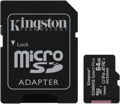 Флеш-карта microSDXC 64Гбайт Class10 SDCS2/64Гбайт CanvSelect Plus + adapter KINGSTON 1206992