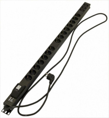 Блок розеток вертик. 15 розеток Schuko 3 розетки IEC320 C13 автомат. выкл. кабель питания 2.5м (3х1.5мм2) с вилкой Schuko 16А 250В 1040х44.4х44.4мм (ДхШхВ) сталь SHE-15SH-3IEC-B-2.5EU черн. Hyperline 396991
