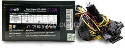 Блок питания HPB-550RGB PSU HPB-550RGB (ATX 2.31 550Вт ActivePFC RGB 140мм fan Black) 85+ BOX HIPER 1000535172