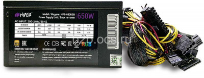 Блок питания HPB-650RGB PSU HPB-650RGB (ATX 2.31 650Вт ActivePFC RGB 140мм fan Black) 85+ BOX HIPER 1000535173