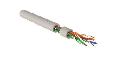 Кабель U/UTP кат.5E 4х2х24AWG ОЖ solid PVC IUUTP4-C5E-S24/1-FRPVC-GY для сетей Industrial Ethernet сер. (уп.500м) Hyperline 444051