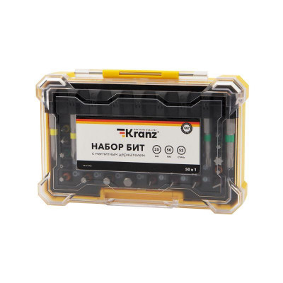 Набор бит с магнитным держателем 25-50мм 49шт пластик. коробка Kranz KR-92-0462
