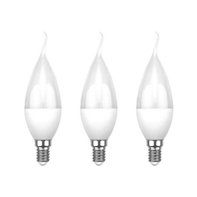 Лампа светодиодная 7.5Вт CW свеча на ветру 6500К E14 713лм (уп.3шт) Rexant 604-047-3