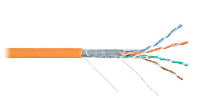 Кабель витая пара F/UTP кат.5E 4х2х24AWG solid LSZH оранж. (уп.305м) NIKOLAN NKL 2200C-OR