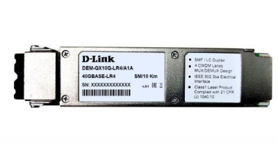 Трансивер QSFP+ QX10Q-LR4/A1A с 1 портом 40GBase-LR4 для одномод. оптич. кабеля (до 10км) D-Link 1677744