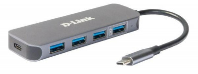 Концентратор DUB-2340/A1A с 4 портами USB 3.0 (1 порт- режим быстрой зарядки) 1 порт- USB Type-C/PD 3.0 + разъем USB Type-C D-link 1861479