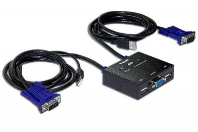 Переключатель KVM-221/C1A 2-порт. KVM-переключатель с портами VGA и USB D-link 1101927